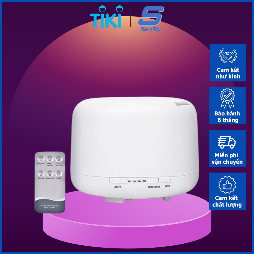 Đèn Xông Tinh Dầu, Máy Xông Tinh Dầu Chuyên Dụng Có Remote Điều Khiển Từ Xa SeaSy SS63, Phun Sương Tạo Ẩm, Khuyếch Tán Tinh Dầu, Tích Hợp Đèn Ngủ, Có Chế Độ Hẹn Giờ, Tặng Kèm Chai Tinh Dầu – Hàng Chính Hãng