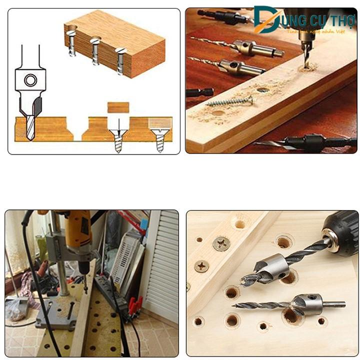 Bộ mũi khoan âm gỗ, bộ mũi khoan khoét lỗ âm vít độ chính xác chuẩn 7 món