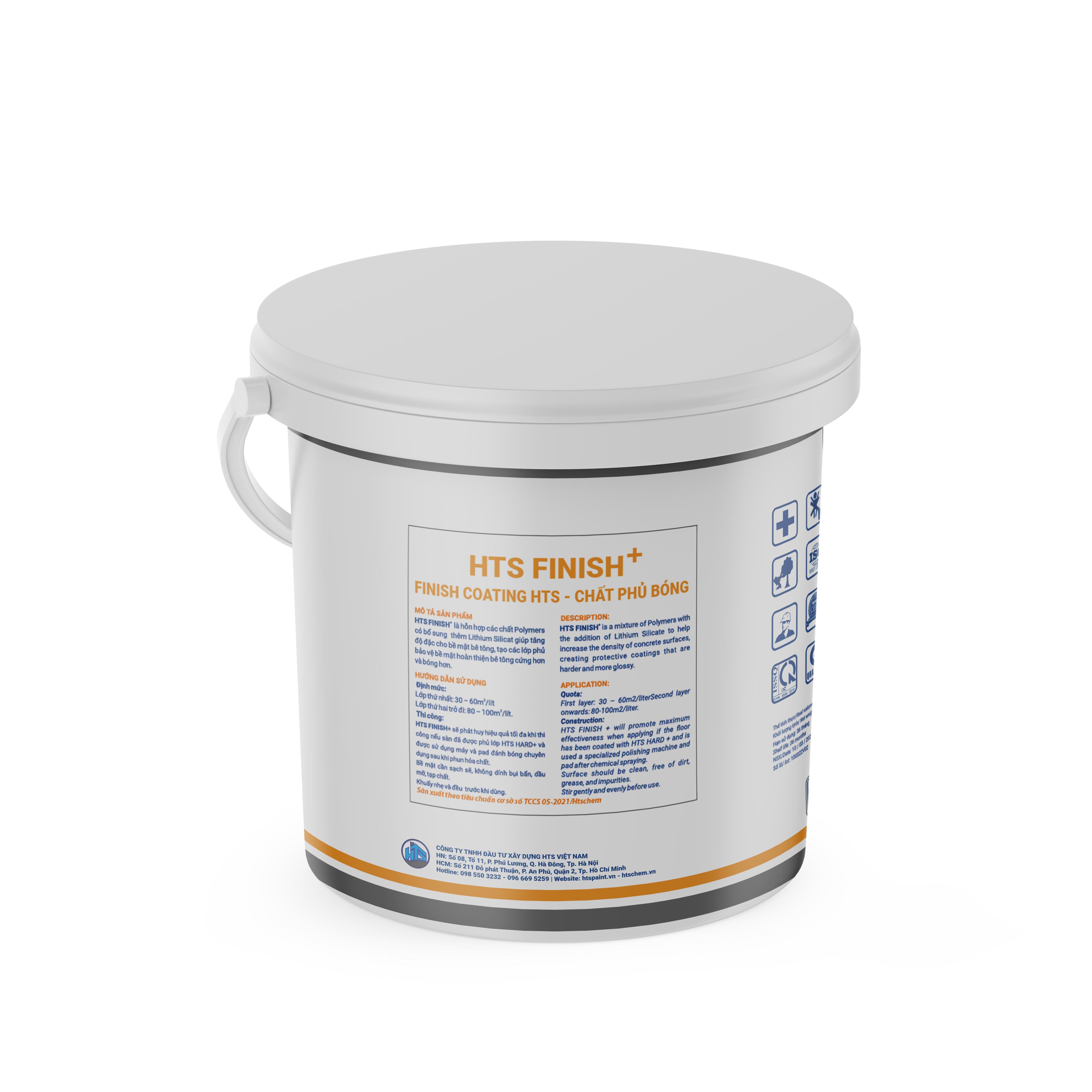 Chất phủ bóng sàn HTS Finish+ thùng 5 Kg - Ngăn bám bụi, Độ bóng cao, Sàn bền đẹp