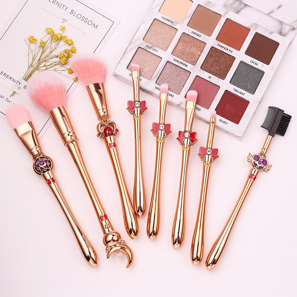 Mới 8 Cái Pro Cọ Trang Điểm Bộ & Bộ Dụng Cụ Moon Anime Mềm Tóc Blusher Che Khuyết Điểm Mắt Quỹ Cọ Môi mỹ Phẩm Dụng Cụ