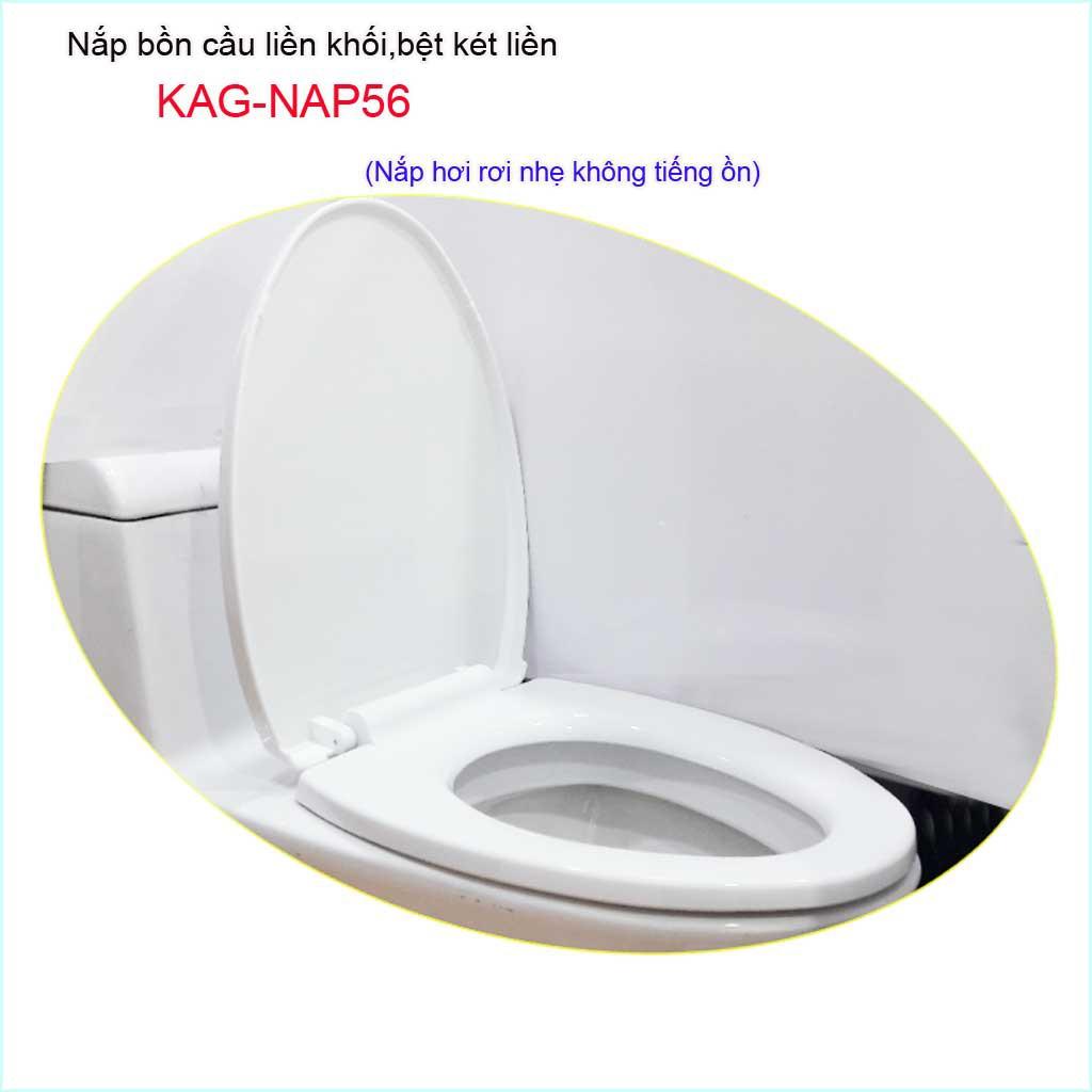 Nắp đậy bồn cầu 1 khối rơi êm KAG-NAP56, nắp hơi bàn cầu liền khối nhựa dày bóng cao cấp