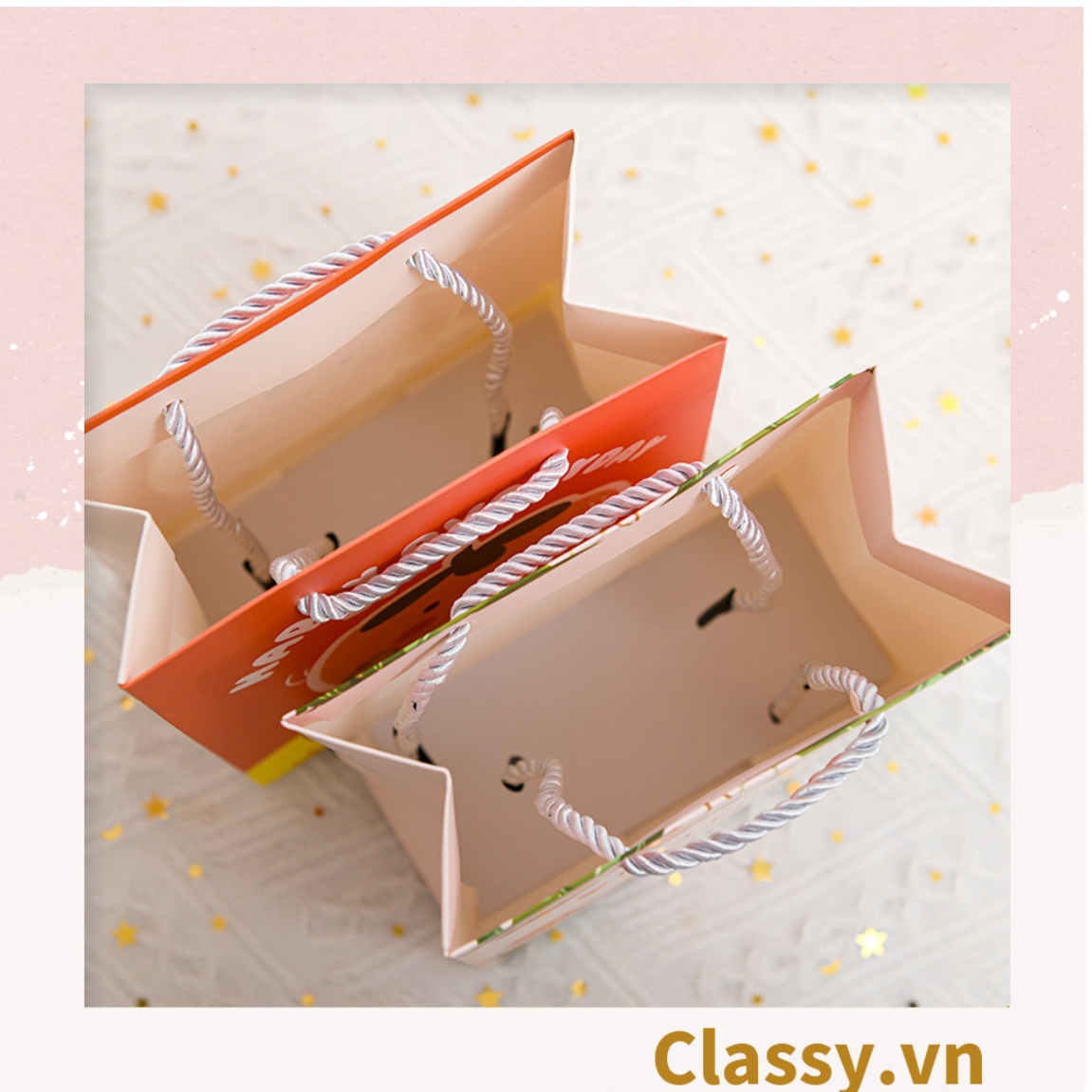 Túi giấy Classy hoa nhiều kích cỡ, phù hợp nhiều dịp sử dụng Q1500