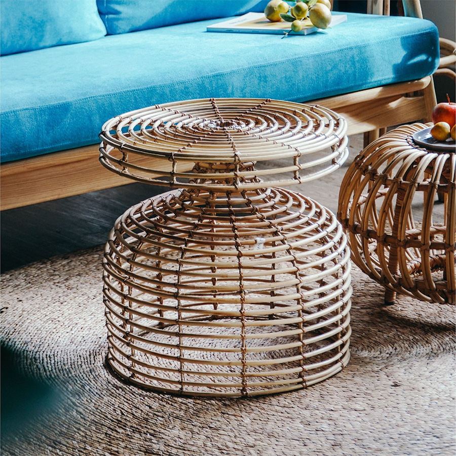 BÀN LY MÂY - WINE GLASS RATTAN OTTOMAN