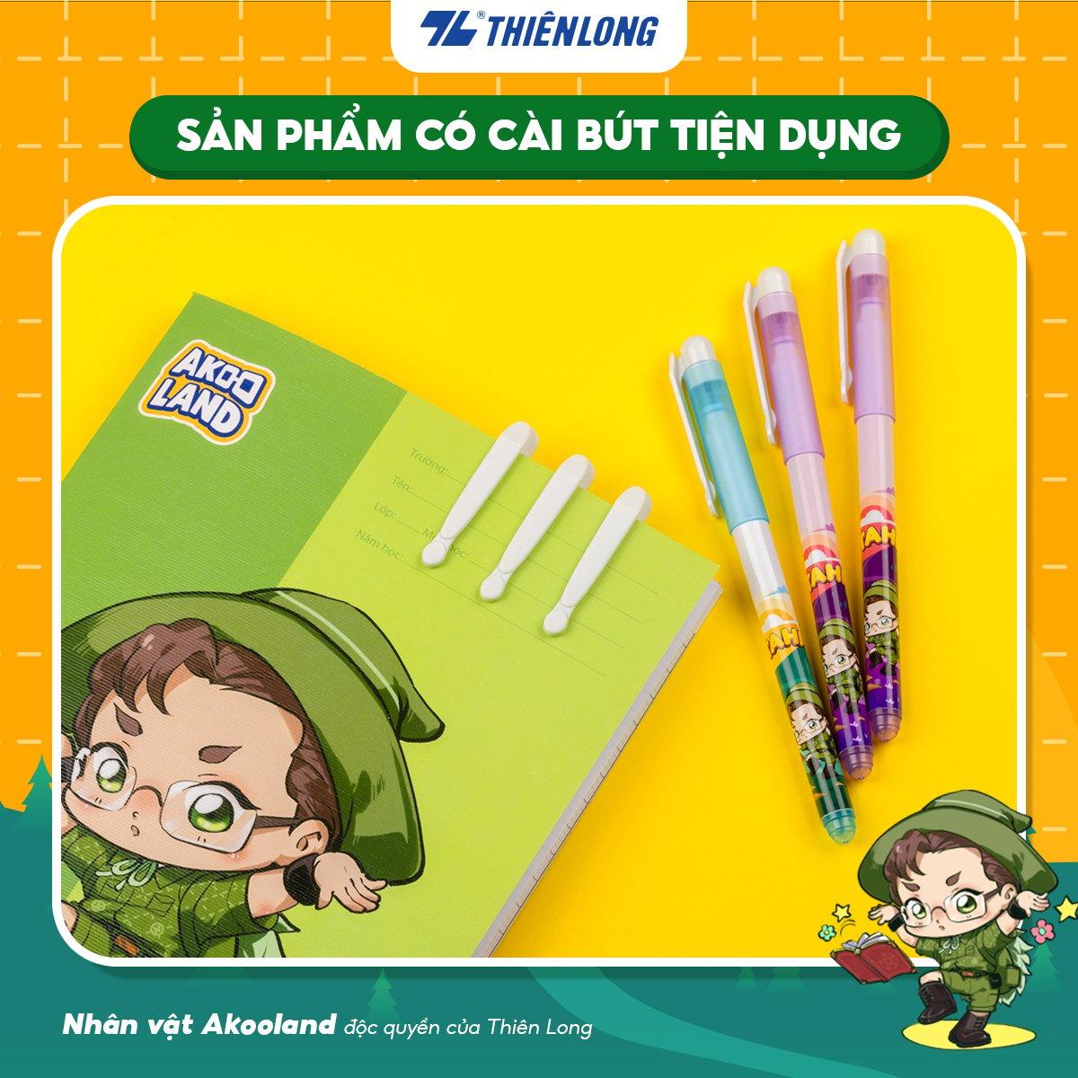 Combo 20 Bút lông kim Thiên Long FL-04/AK - Nét viết 0.3mm mảnh nhỏ Mực đều liên tục, nhân vật Akooland Tahi