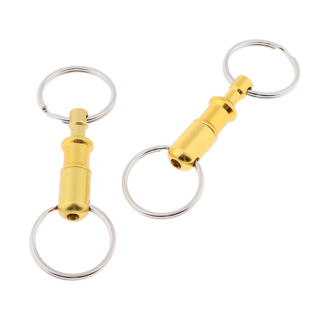 2Pcs/pack Quick Release Keychain, Pull-Apart Removable Keyring with Two Heavy Duty Split Rings Key Accessories