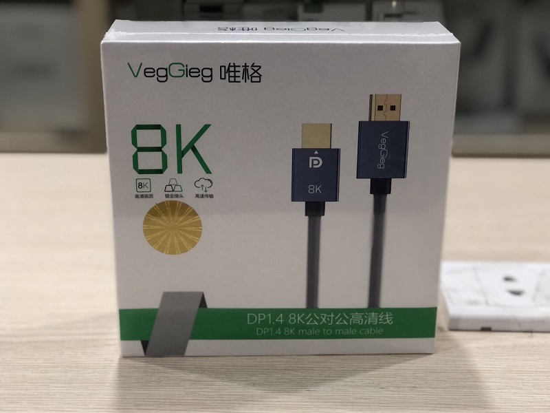 Cáp Displayport 1.4 Vegieg (2K@165Hz 4K@144Hz 8K@60Hz 32.4Gbps) hàng Chính Hãng