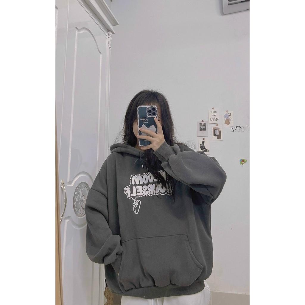 Áo Hoodie Bloom From Rộng Chất Nỉ Cotton Hàng Nón 2 Lớp