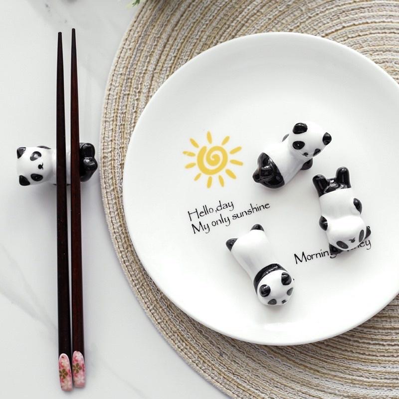 Gác đũa sứ gấu trúc kiểu Nhật các dáng, gác đũa sứ men bóng đẹp