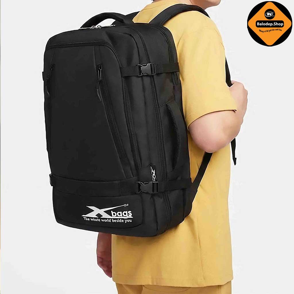 Balo Laptop Size Lớn Xbags Leader Cao Cấp Màu Đen, Đựng Được Laptop 17 Inch, Thiết Kế Mở 180 Độ, Nhiều Ngăn, Chống Nước, Chống Sốc, Phù Hợp Đi Làm Du Lịch!