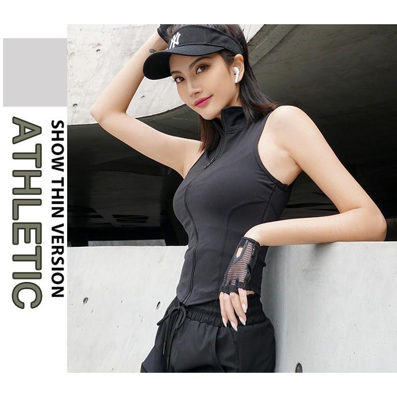 Áo phông tay áo thể thao dành cho phụ nữ áo thun áo dây kéo nhanh chóng Color: Black Size: L