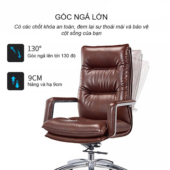 Ghế Giám Đốc Lưng Cao Xoay 360 Độ Hiện đại đa năng Da PU cao cấp - Ghế Làm việc Giám Đốc 360 độ Da PU Bền đẹp GHP043