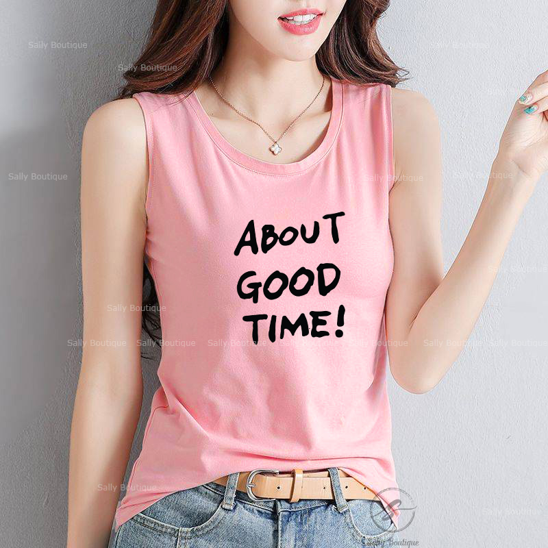 Áo Thun Sát Nách 3 Lỗ Nữ  About Good Time Vải Cotton 100% Co Giãn 4 Chiều, Mặc Mát Sally Boutique-SN138