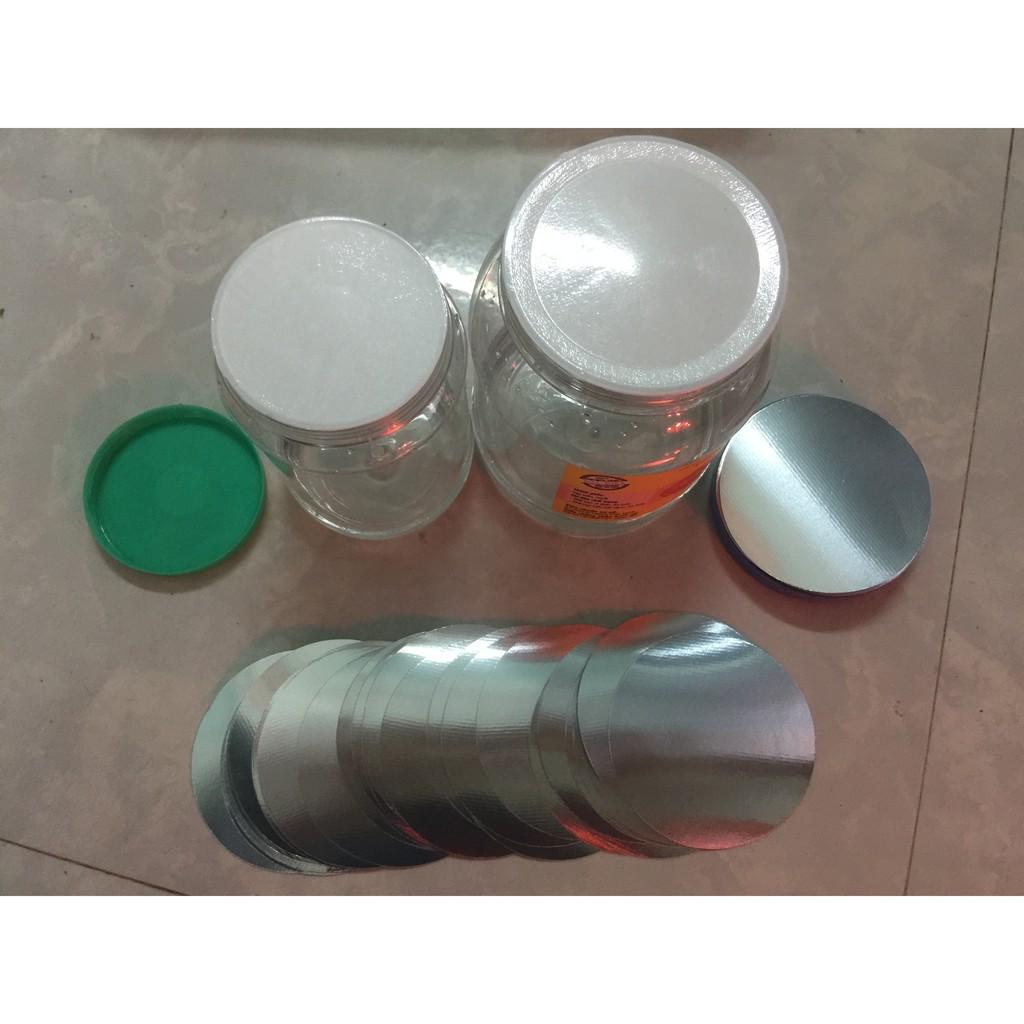 Màng seal nhôm chai lọ nhựa pet, 1000 miếng màng siu nhôm đường kính 92mm dùng cho hũ nhựa pet 1kg, cung cấp màng seal