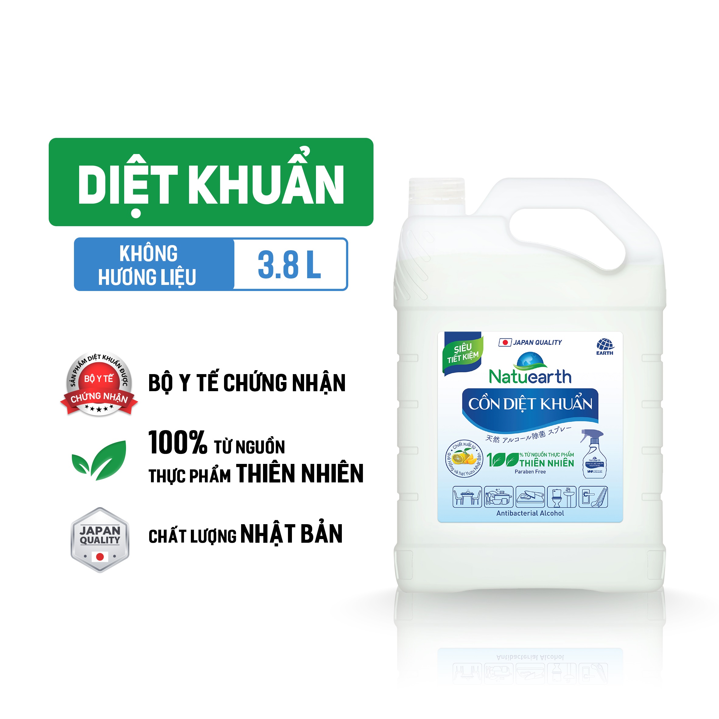 Cồn Diệt Khuẩn Natuearth can 3,8 lít