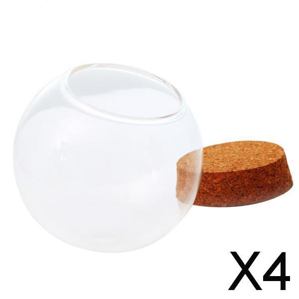 4x Glass Spherical Cover Landscape Terrarium Container Lid Vase Bottle 12cm