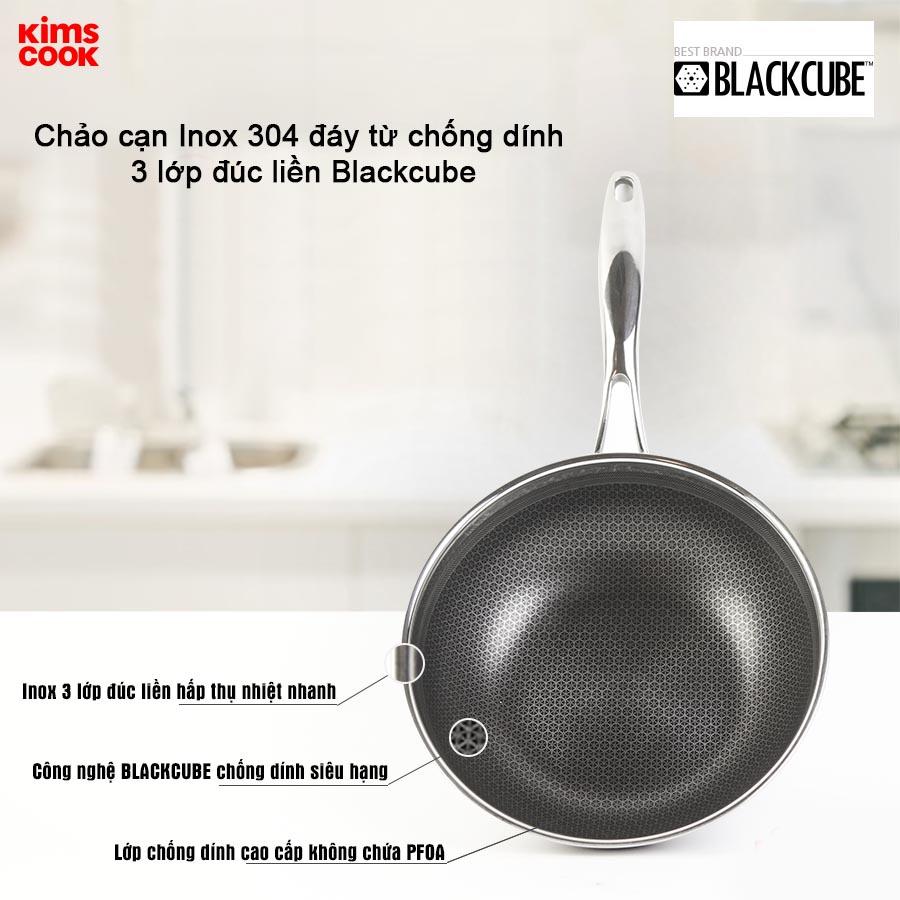 Chảo Blackcube inox 3 lớp đáy từ chống dính KIMS COOK 24cm