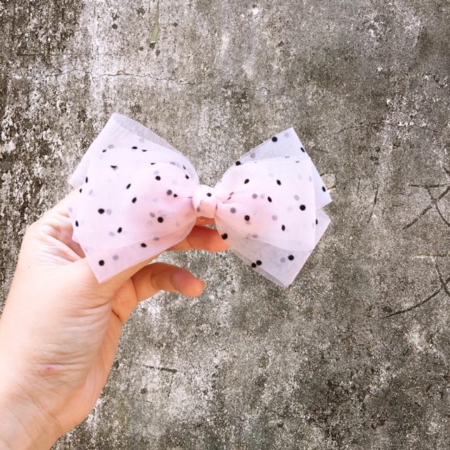Kẹp nơ voan chấm bi không đuôi