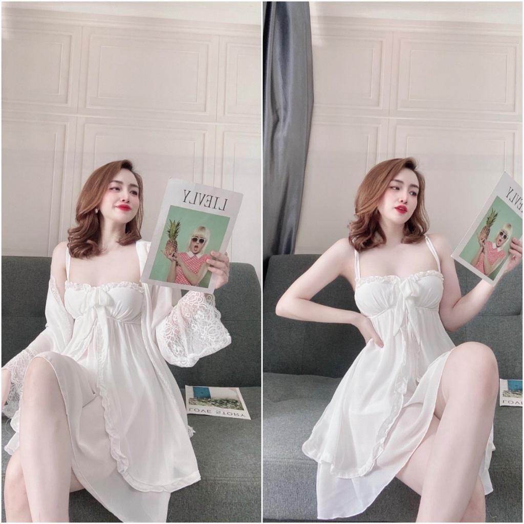 Váy ngủ Tiểu Thư ️FREE SHIP️Váy ngủ kèm choàng TIỂU THƯ chiffon cao cấp &lt;60kg