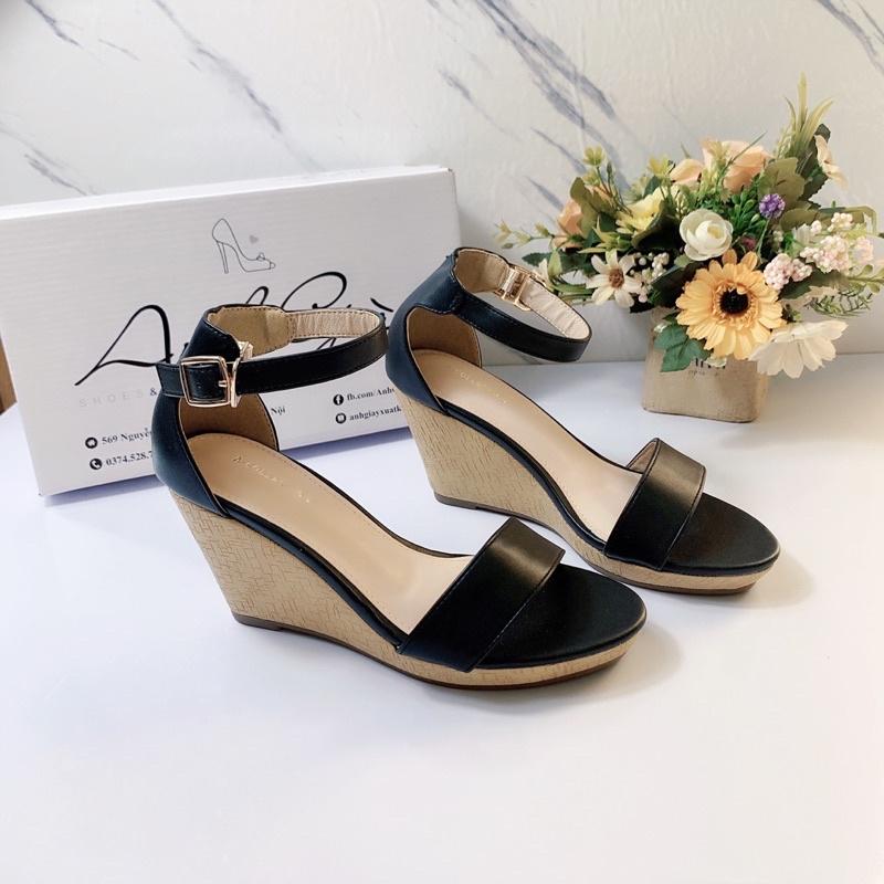 SD24 - Sandal đế xuồng quai ngang da lì bít gót 8p đế giả cói trẻ trung nữ tính hàng VNXK nhẹ êm (ảnh thật, kèm video)