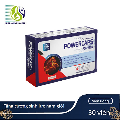 Viên uống tăng cường sinh lý nam POWERCAPS for men - Tăng cường sinh lực nam giới, cải thiện ham muốn tình dục, tăng số lượng và chất lượng tinh trùng - Nhà máy liên doanh với Medinej - USA và đạt chuẩn GMP - WHO