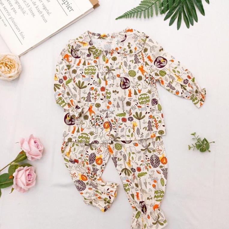 bộ pijama tay dài bé gái hoạ tiết cực xinh(size 9-25kg)-set thu đông bé gái -sỉ quần áo trẻ em hcm pikakids