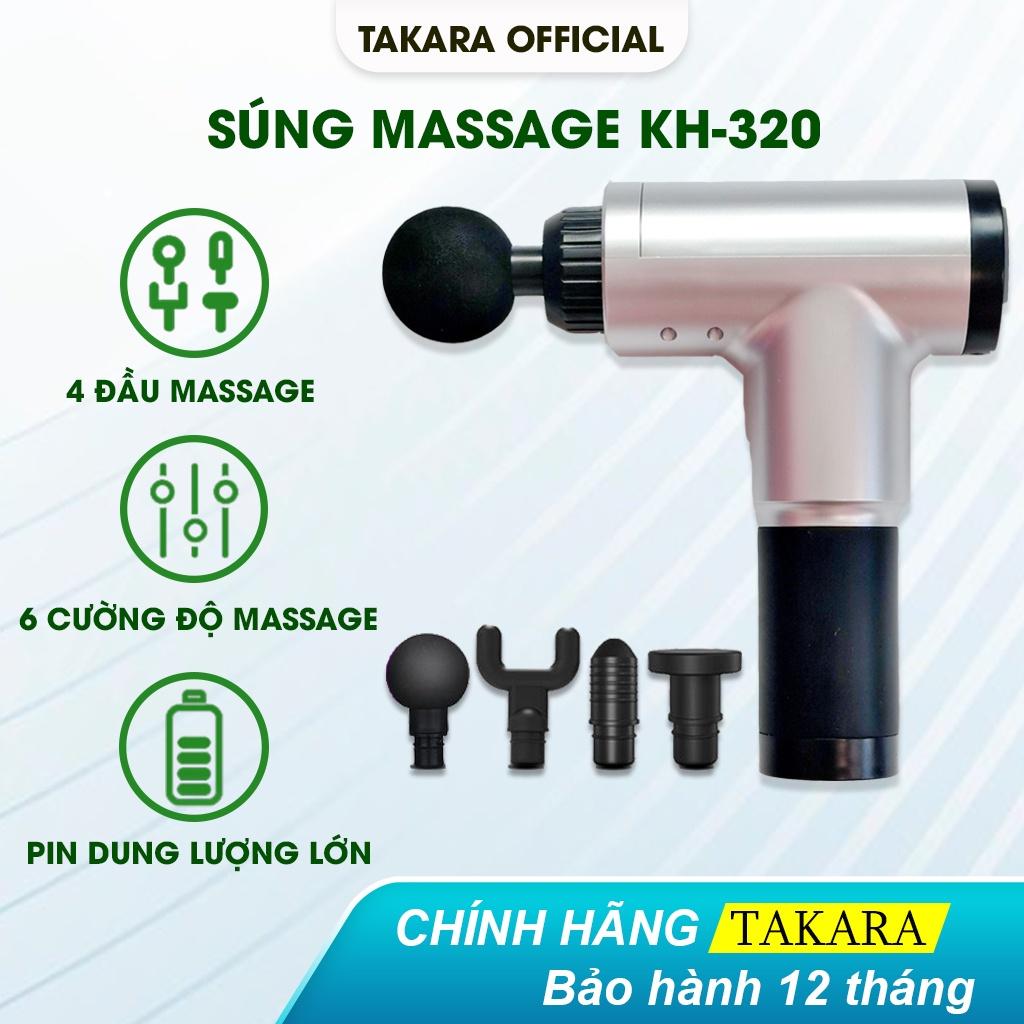 Súng Massage Cầm Tay, Máy Mát Xa Trị Liệu Toàn Thân TAKARA Với 4 Đầu Thay Thế Và 6 Cấp Độ Giảm Đau Mỏi Cơ GB-820