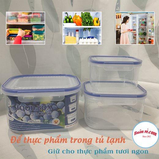 Bộ 3 hộp đựng thực phẩm, thức ăn Việt Nhật - Hộp nhựa đựng thực phẩm có khóa chắc chắn Br01289