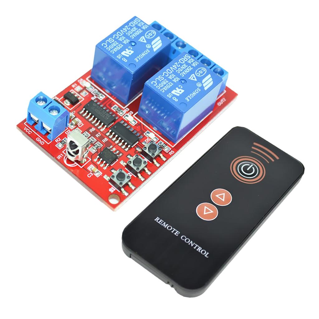 2 Channel 24V Wireless Infrared Relay Switch Receiver + Black Switch