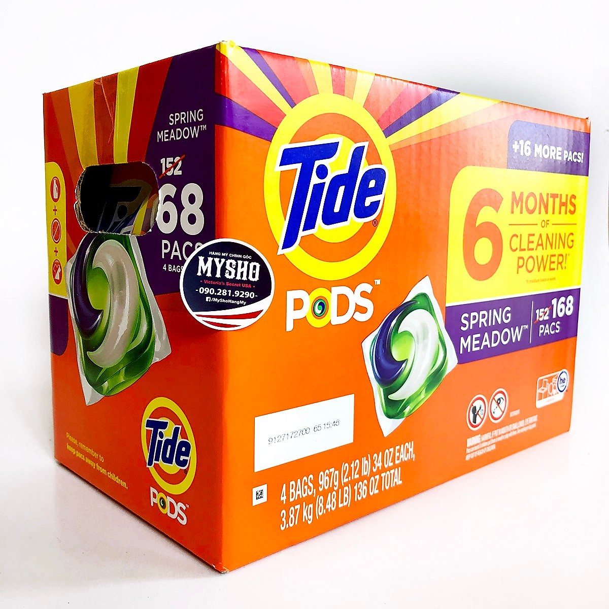 Nước giặt Tide Pods 3 in 1 Spring Meadow thùng 168 Viên - USA