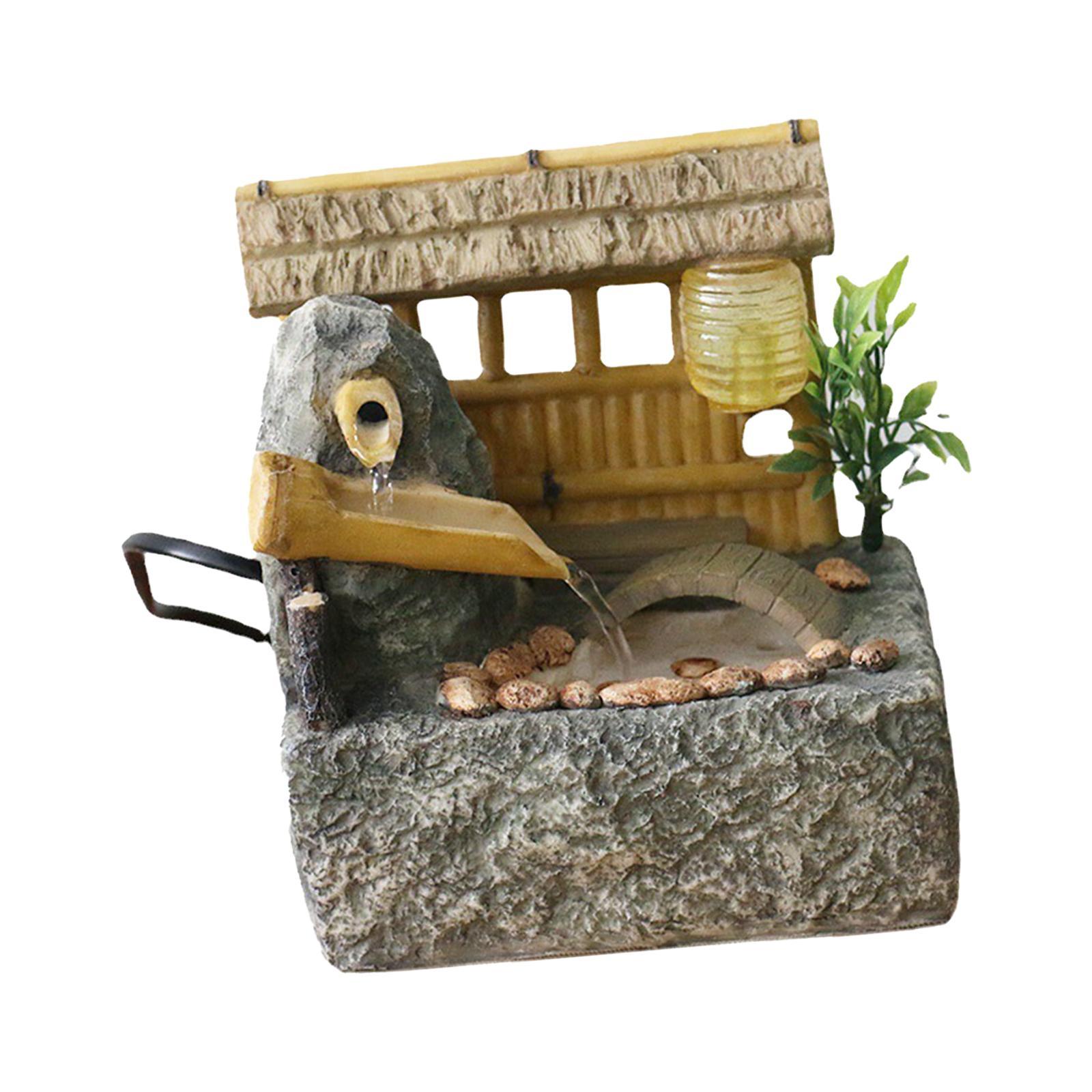 Tabletop Fountain Waterfall Fountain Landscape with Light Decoration Flowing Water Fountain Indoor Fountain for SPA, Meditation, Relaxation