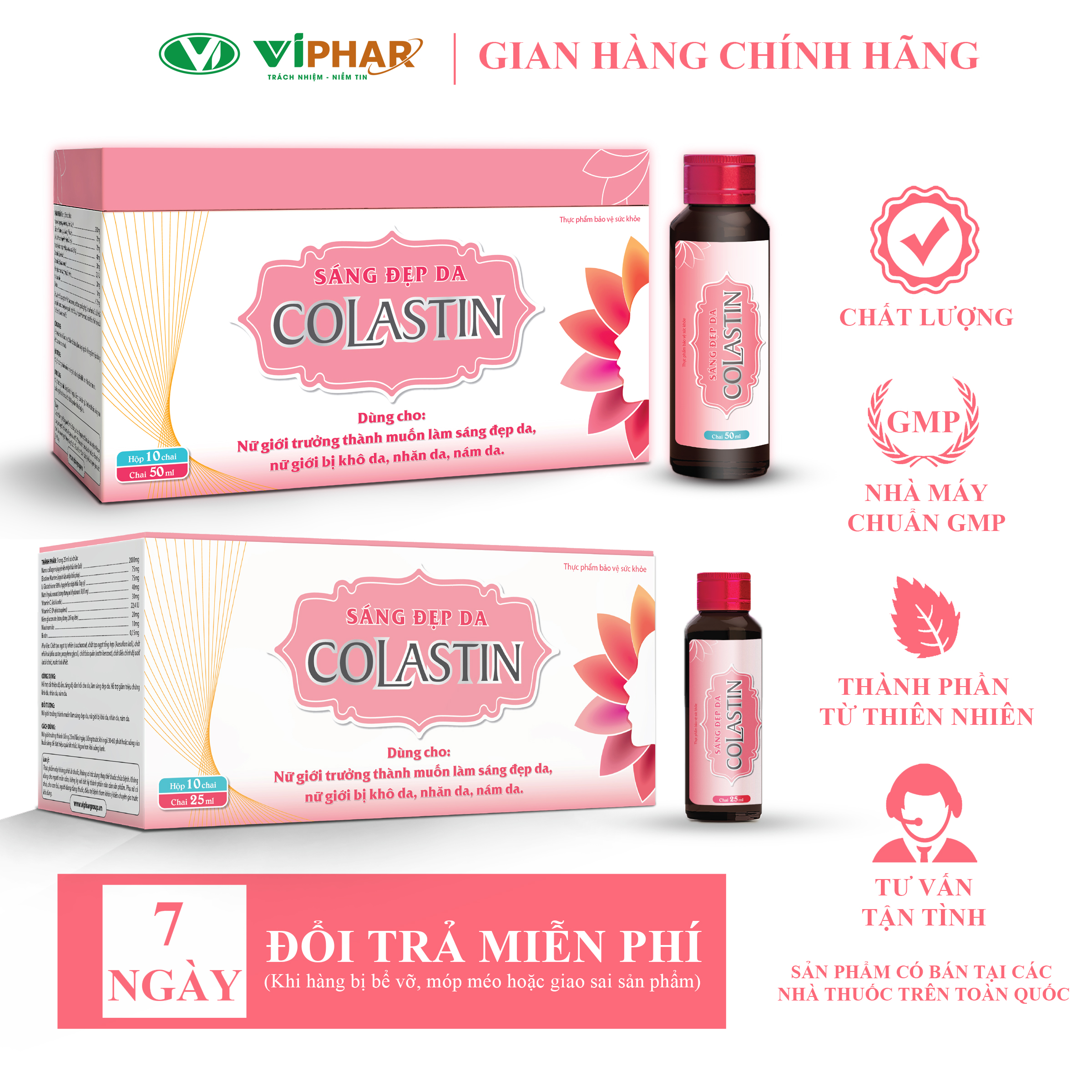 Combo 30 Ngày Nước Uống SÁNG ĐẸP DA COLASTIN, Elastin Marine - Nano Collagen Nhập Khẩu, Giúp Da Căng Mịn, Giảm Khô Da, Nhăn Da, Nám Da, Chống Lão Hoá Da, Đẹp Tóc Móng