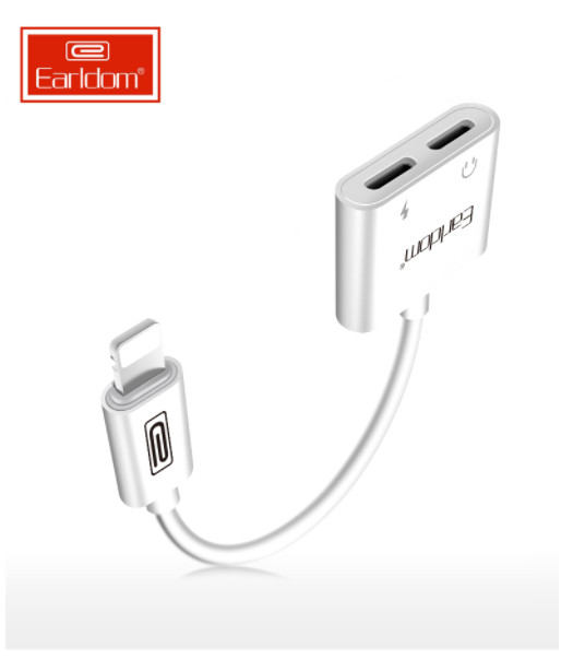 EARLDOM Thiết bị chuyển 01 cổng sạc Lightning ra 02 cổng vừa nghe vừa sạc Lightning dành cho Iphone 7/8/IPhone X,... tiện lợi, dễ dàng sử dụng  - Hàng nhập khẩu