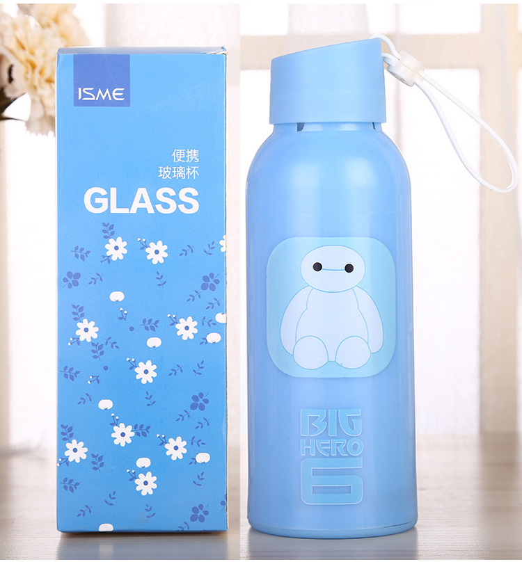 Bình giữ nhiệt thủy tinh đáng yêu 400ml (Xanh, Hồng, Vàng, Nâu)