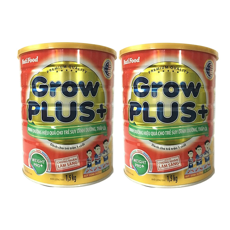 2 Hộp Nutifood GrowPLUS+ Đỏ 1500 Gr : sữa dành cho trẻ từ 1- 10 tuổi bị suy dinh dưỡng thấp còi