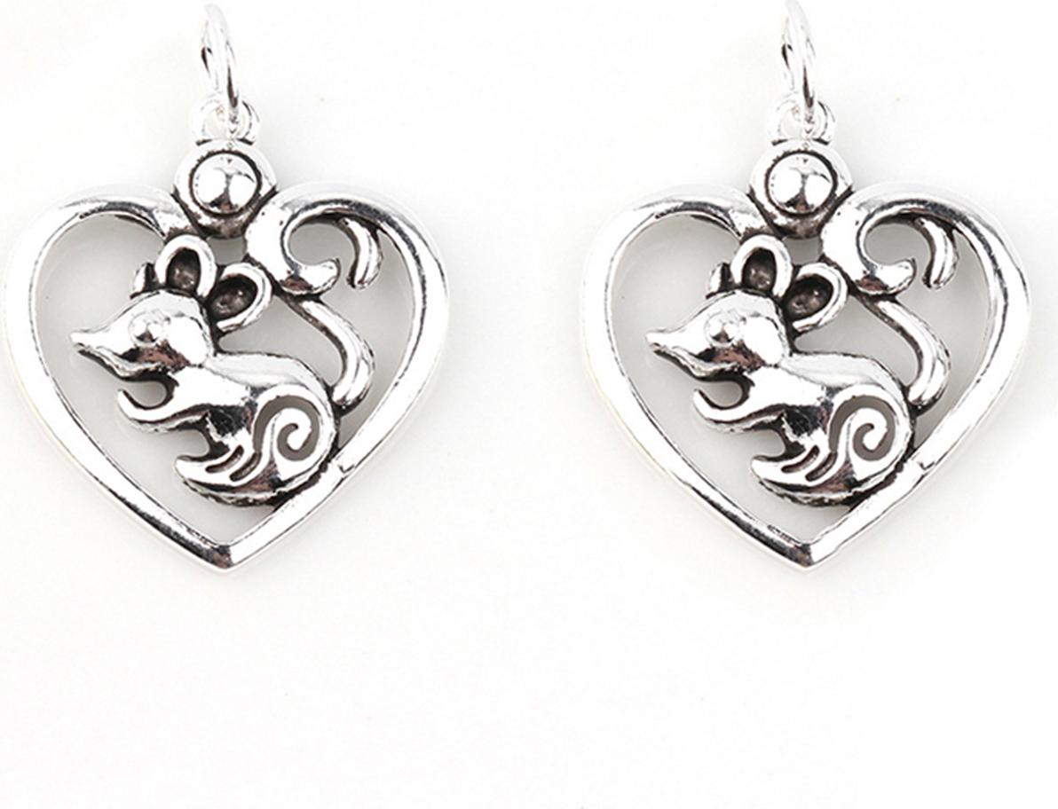 Charm bạc trái tim chứa chuột treo - Ngọc Quý Gemstones