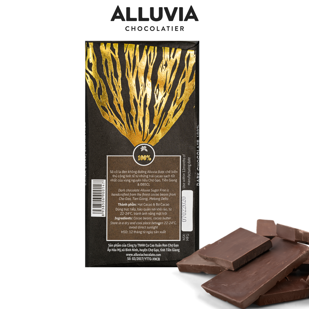 Hình ảnh SÔCÔLA ĐEN 100% ALLUVIA NGUYÊN CHẤT KHÔNG ĐƯỜNG | EXTREME DARK CHOCOLATE 100% NO SUGAR