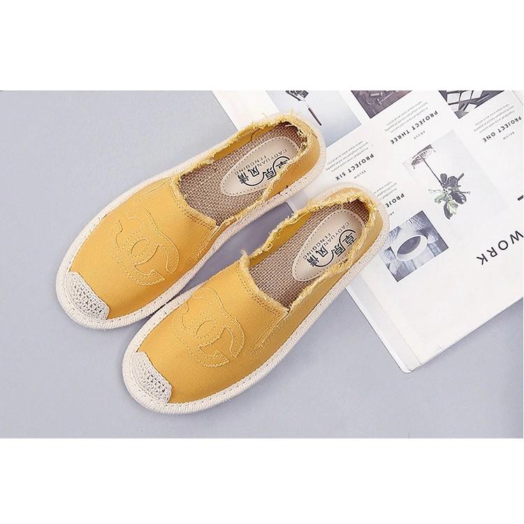 Slip on cói nữ - Giày lười vải nữ cao cấp - Vải thô 2 màu đen và trắng- Mã SP 310