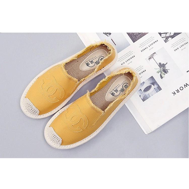 Slip on cói nữ - Giày lười vải nữ cao cấp - Vải thô 2 màu đen và trắng- Mã SP 310