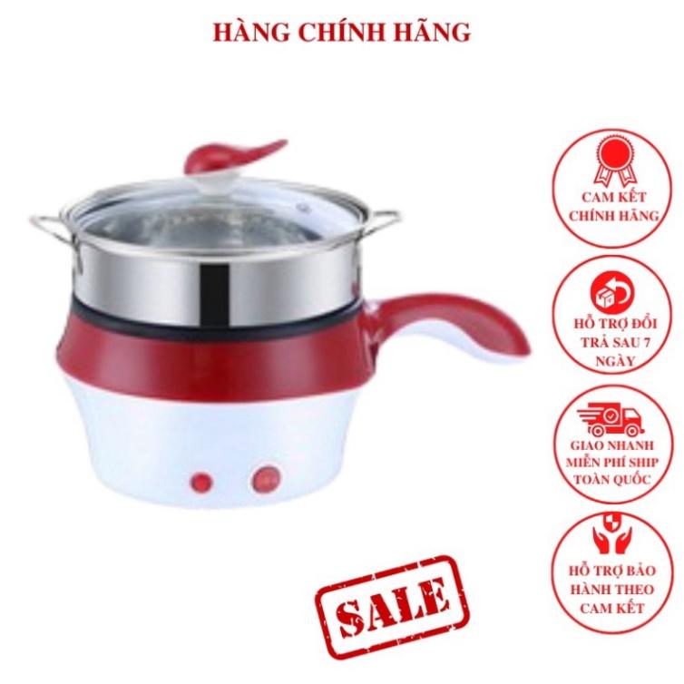 Ca Nấu Mì, Nồi Nấu Lẩu Mini Có Tay Cầm 18cm, Nồi Nấu Hấp 2 Tầng, Nồi Nấu Siêu Tốc Đa Năng - Tặng Kèm Vỉ Hấp Đa Năng