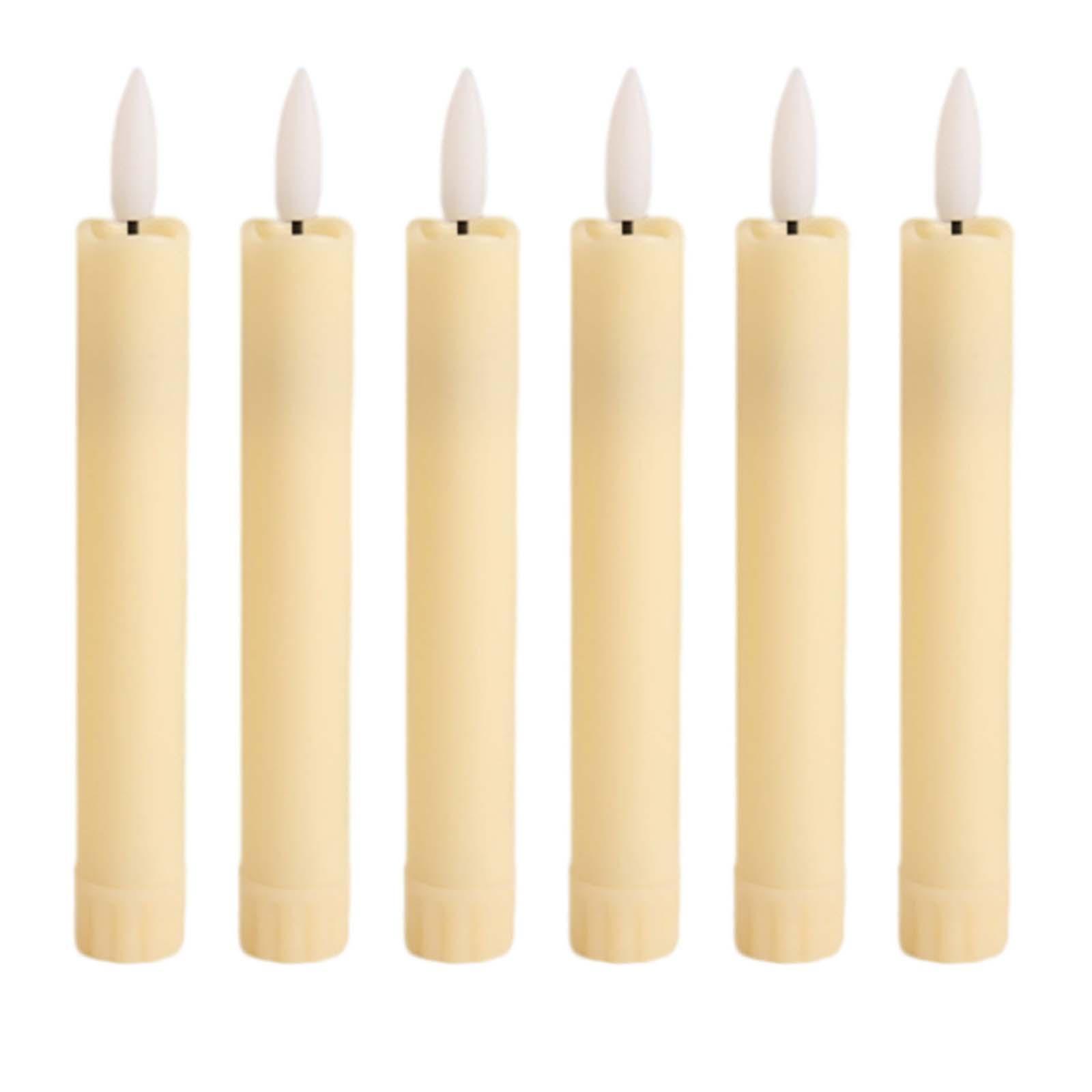 6x LED Pillar Candles Decorative Candles Electric Candles Decoration 3D Wick Candles Flicker Taper Candles for Birthday Hotel Party Festival