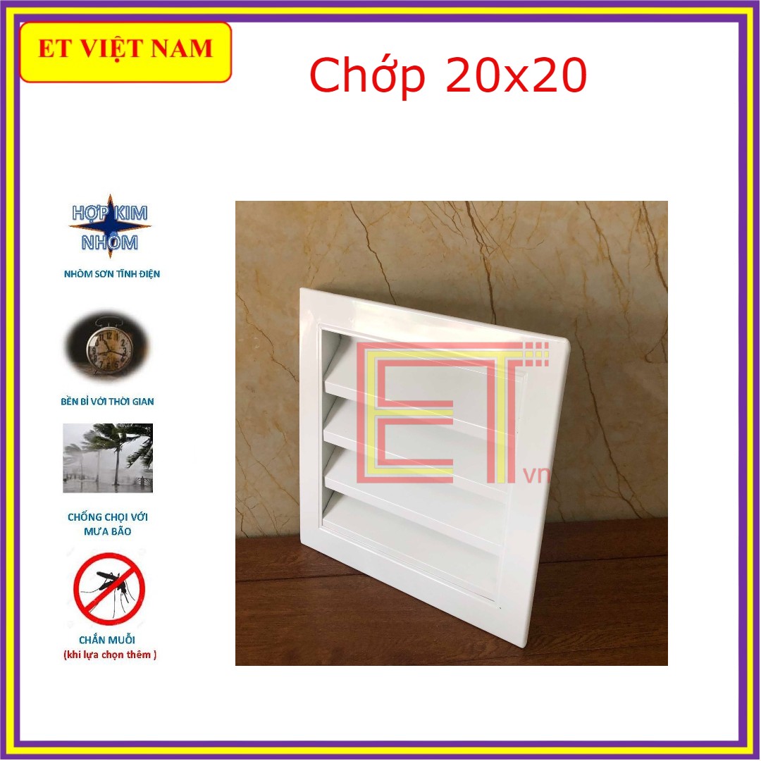 Mặt chớp che mưa, Mặt thoáng che mưa, Cửa gió, Louver TNN 200 chống CHUỘT - MUỖI, chất liệu nhôm định hình sơn tĩnh điện siêu đẹp