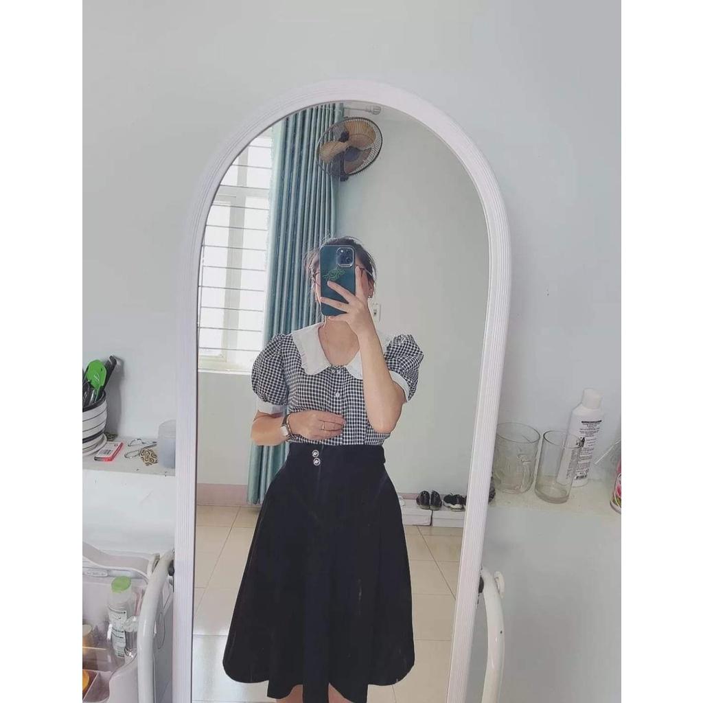 Áo Sơ Mi Nữ Công Sở thời trang SURI Cao Cấp Áo Kẻ Sọc, Cổ Bèo trắng,tay ngắn Siêu đẳng cấp thời trang