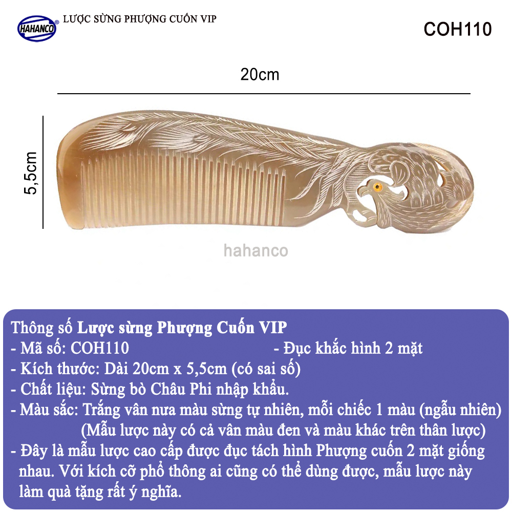 Lược sừng Phượng cuốn đẹp làm quà tặng VIP COH110 - Chăm sóc tóc