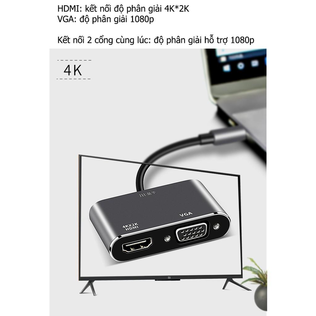 Hub Usb Type-c sang HDMI+VGA cho Táo, XPS, SS Dex hỗ trợ táo M1, M2 - JH Z321 - Hồ Phạm