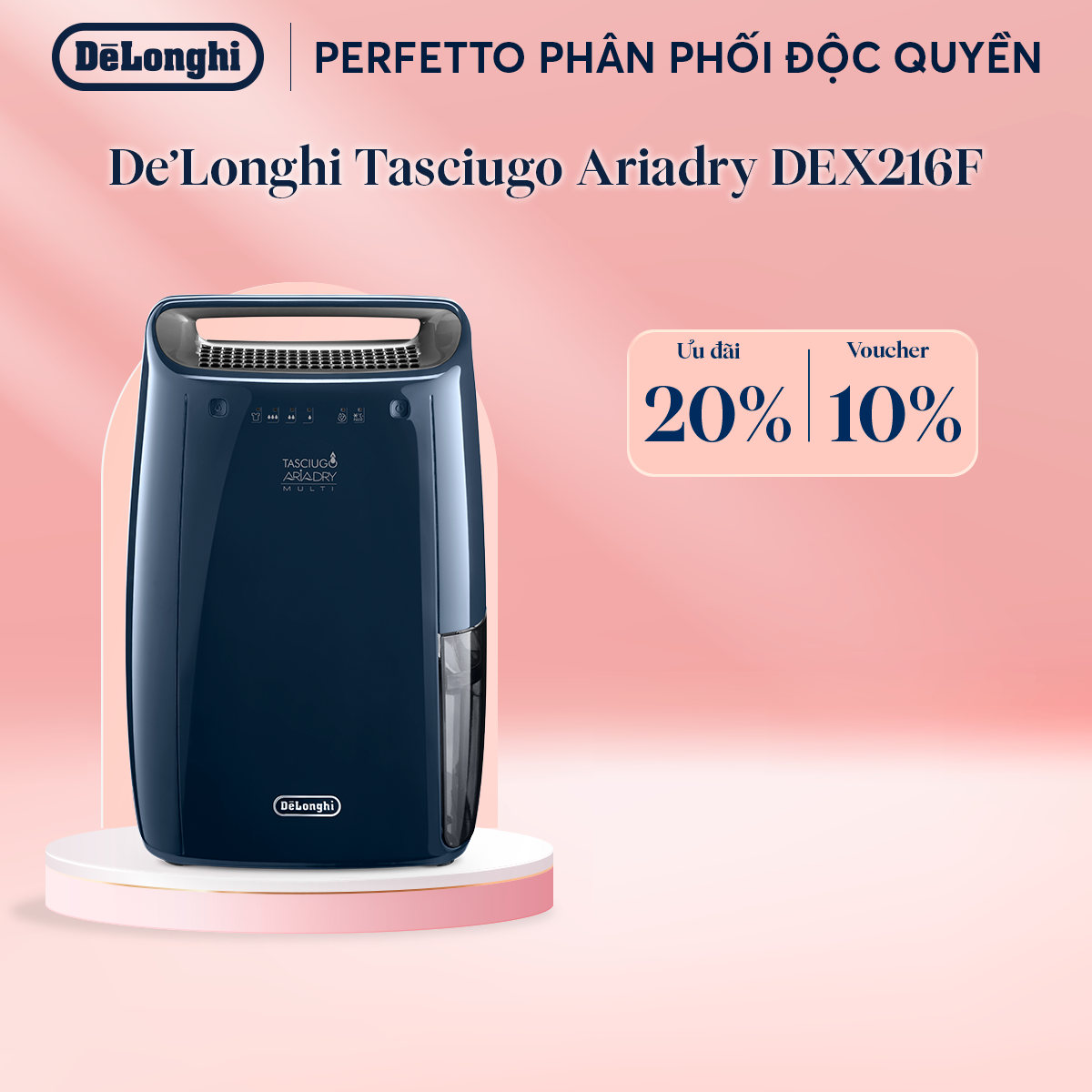 Máy hút ẩm và lọc không khí cho gia đình DeLonghi DEX216F - Hàng chính hãng