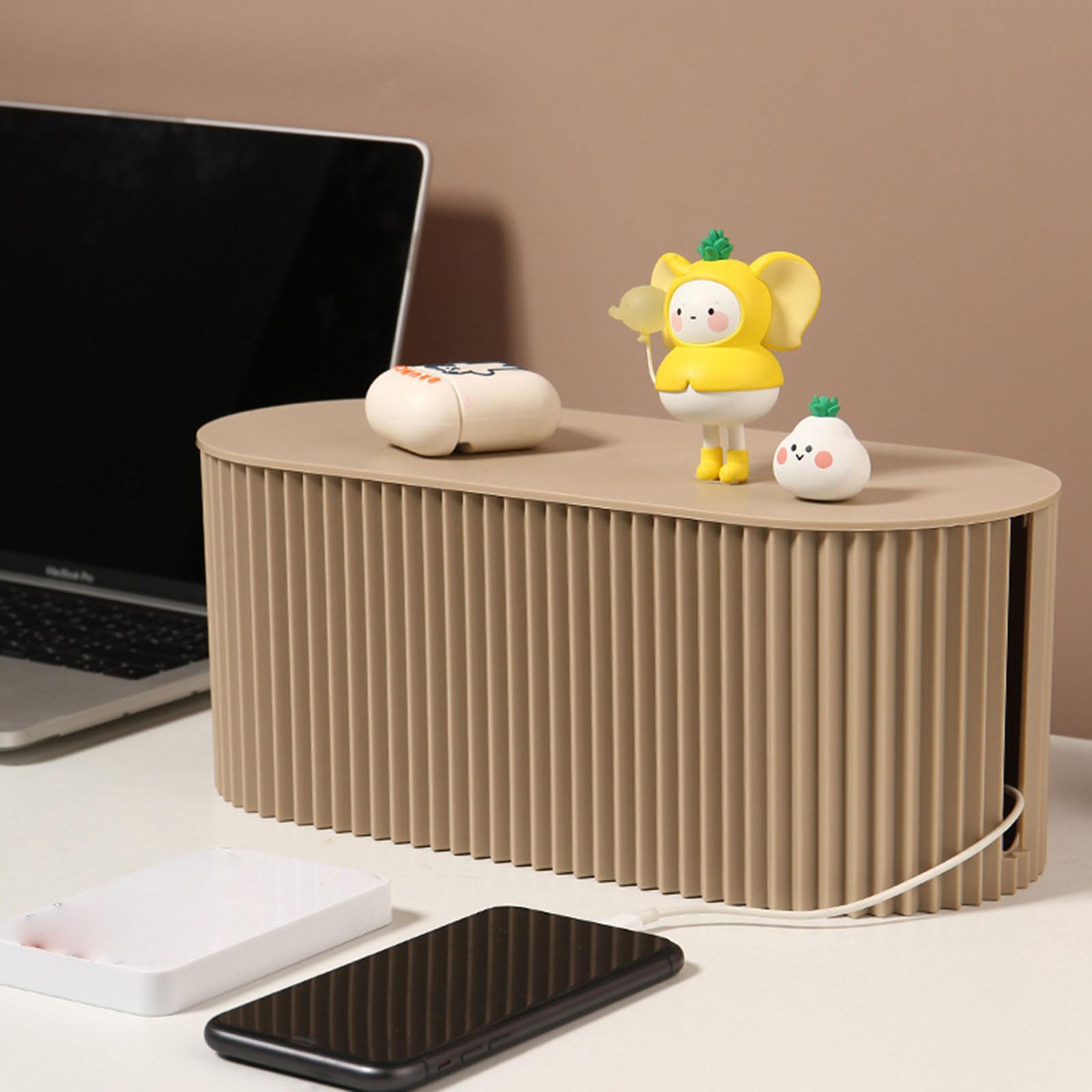 Cable Management Box Hide Conceal Cord Organizer Box for Computer Desk