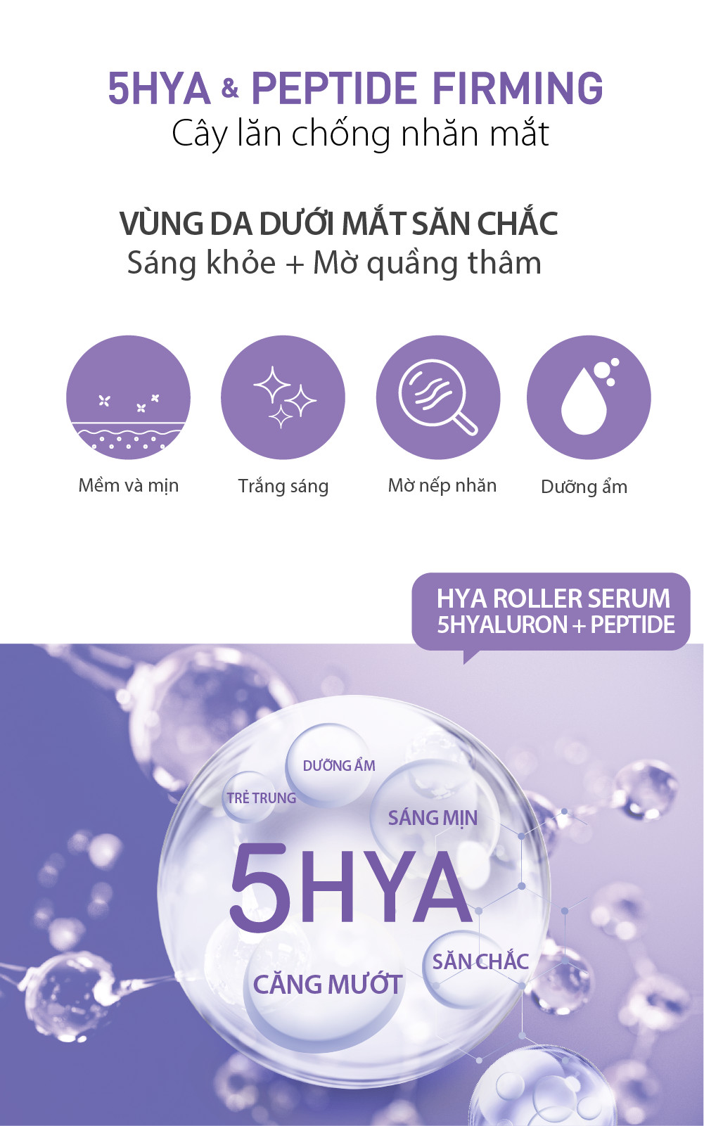 Cây lăn mắt chống nhăn mắt Baby Bright 5Hya &amp; Peptide Firming Eye Roller Serum 15ml