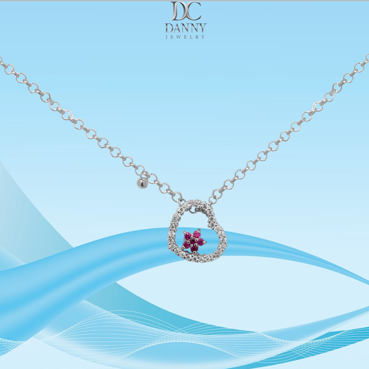 Dây Chuyền Có Mặt Danny Jewelry Bạc 925 Xi Vàng Hồng/Rhodium Đính Đá CZ Hình Trái Tim DM046