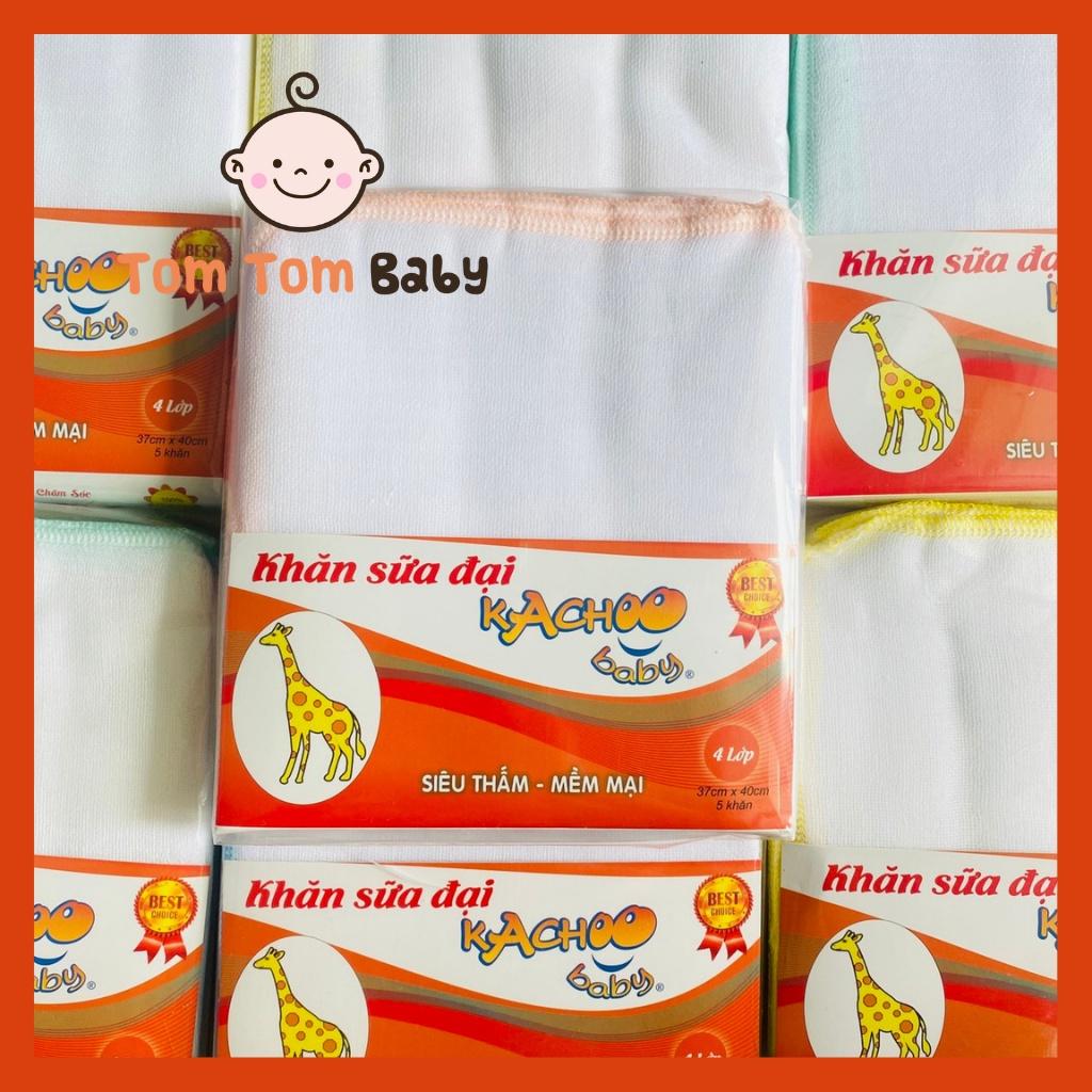 Túi 5 cái Khăn Sữa 4 Lớp sợi dày Cỡ Đại Kachoo Baby - Kích thước khăn 37x40 cm