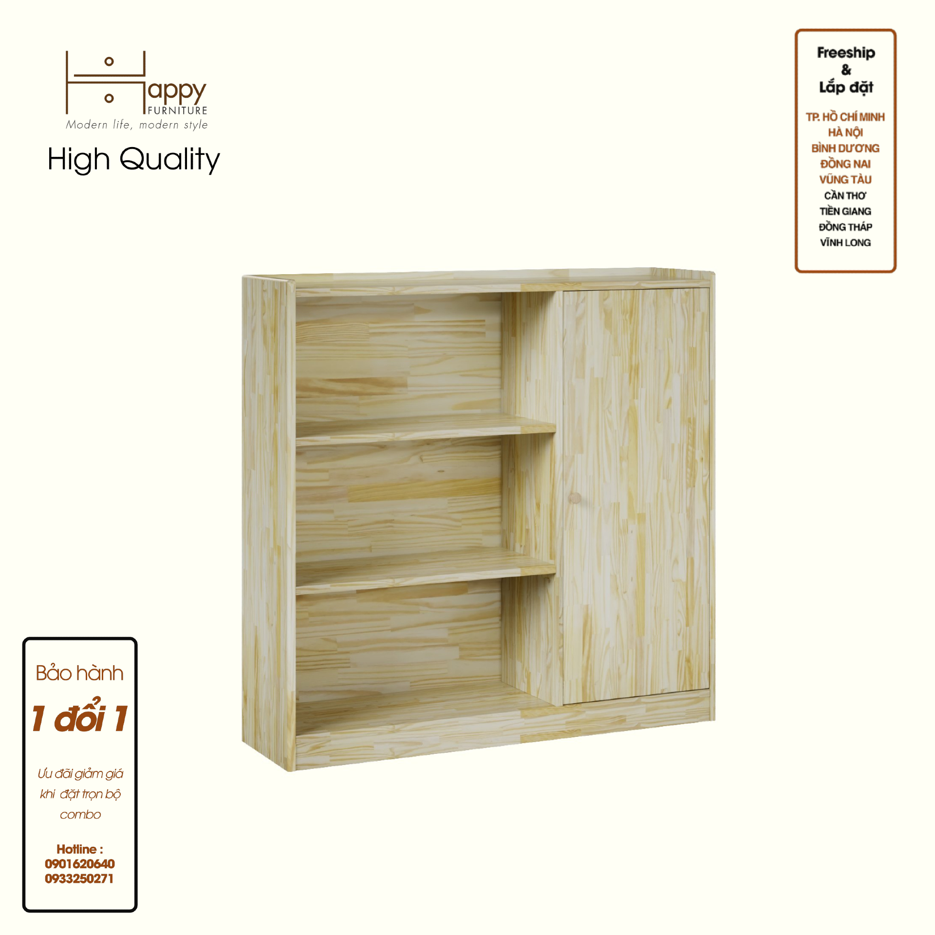 HAPPY FURNITURE , Gỗ tự nhiên , Tủ lưu trữ 1 cửa mở - GAMZE , TCM_197 , 110cm x 30cm x 108cm
